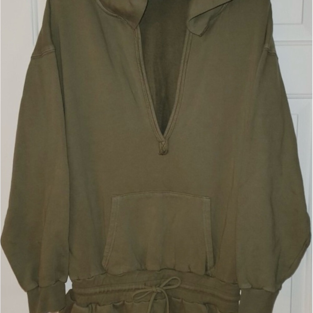 Free People FP BEACH MEDIUM Picnic Sweatshirt Romper Hoodie Dark Green